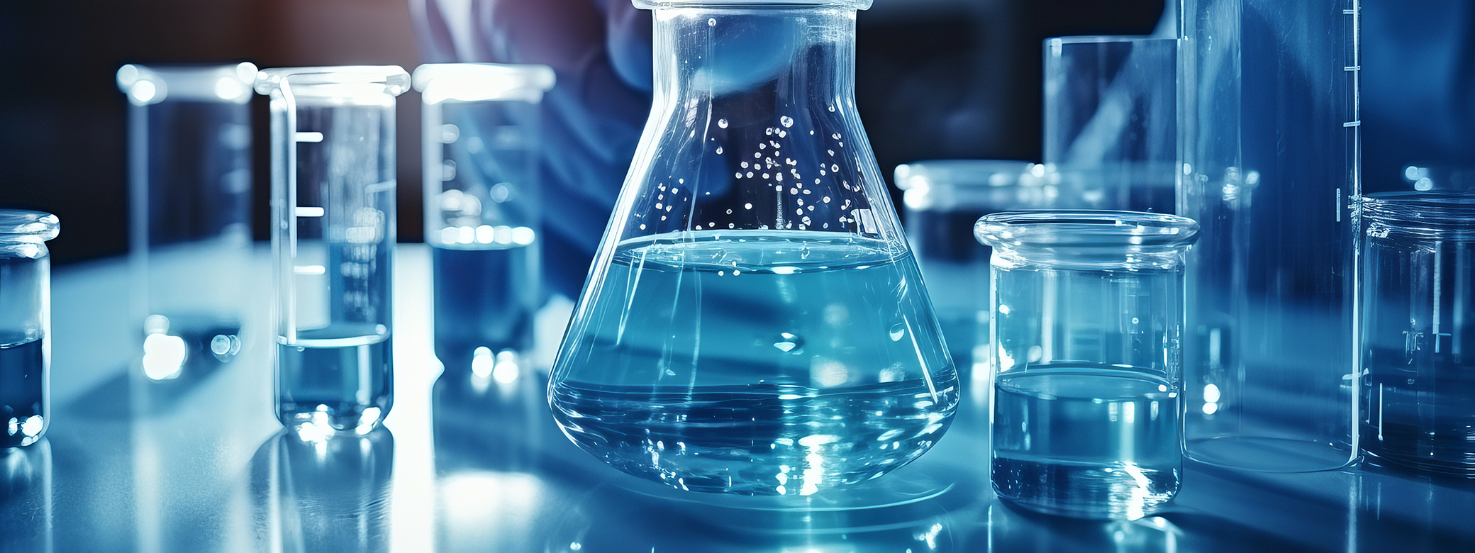 Photo of a person holding a beaker filled with liquid created wi