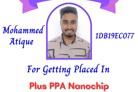 Mohammed Atique (ECE, 2023 Batch) - Placed in Plus PPA Nanochip Technologies